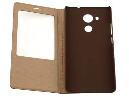 Premium Leather Smart View Case With Stand for Huawei Mate 8 - Brown