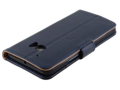 Premium Leather Wallet Case for HTC 10 - Dark Blue