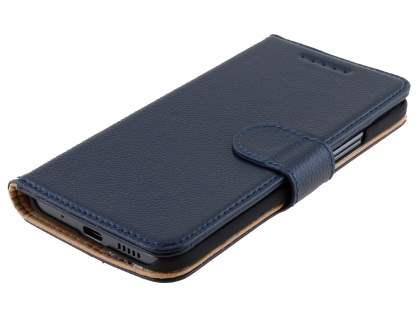 Premium Leather Wallet Case for HTC 10 - Dark Blue