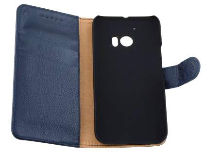 Premium Leather Wallet Case for HTC 10 - Dark Blue