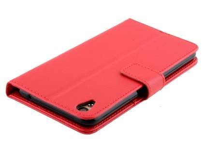 Slim Synthetic Leather Wallet Case with Stand for Oppo R9 4G - Red