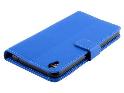 Slim Synthetic Leather Wallet Case with Stand for Oppo R9 4G - Blue