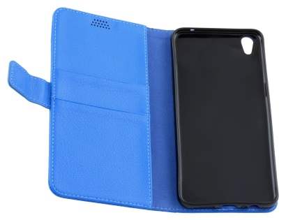 Slim Synthetic Leather Wallet Case with Stand for Oppo R9 4G - Blue