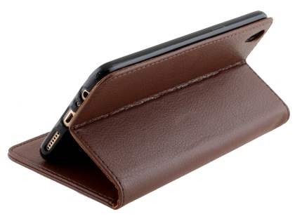 Slim Synthetic Leather Wallet Case with Stand for Oppo R9 4G - Brown