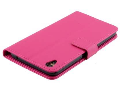 Slim Synthetic Leather Wallet Case with Stand for Oppo R9 4G - Pink