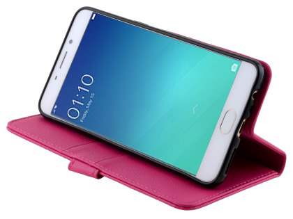 Slim Synthetic Leather Wallet Case with Stand for Oppo R9 4G - Pink