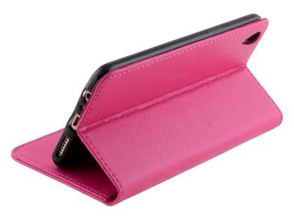 Slim Synthetic Leather Wallet Case with Stand for Oppo R9 4G - Pink