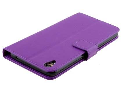 Slim Synthetic Leather Wallet Case with Stand for Oppo R9 4G - Purple