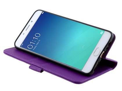 Slim Synthetic Leather Wallet Case with Stand for Oppo R9 4G - Purple