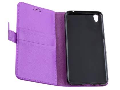 Slim Synthetic Leather Wallet Case with Stand for Oppo R9 4G - Purple