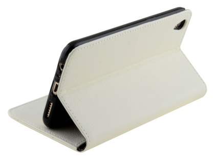 Slim Synthetic Leather Wallet Case with Stand for Oppo R9 4G - Pearl White
