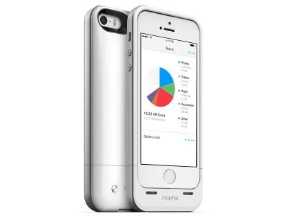 mophie space pack Battery Case with 32GB Storage for iPhone SE(1st Gen)/5s/5 - White/Silver