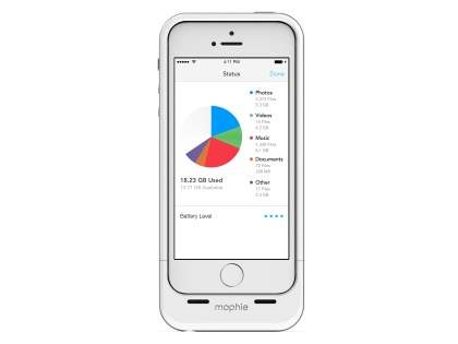 mophie space pack Battery Case with 32GB Storage for iPhone SE(1st Gen)/5s/5 - White/Silver