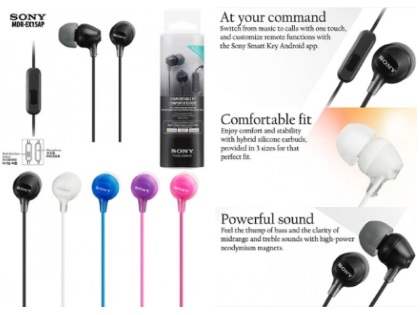 Genuine Sony MDR-EX15AP 3.5mm Stereo Headset - Blue