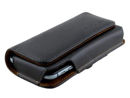 Extra-tough Genuine Leather ShineColours belt pouch for Sony Xperia Z5 Premium - Classic Black