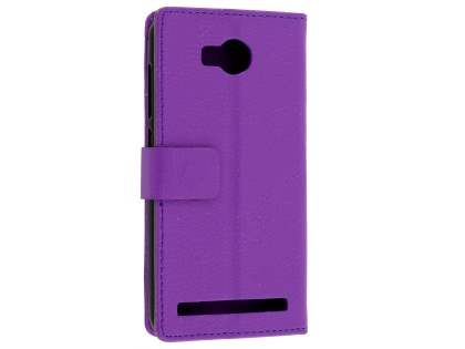 Slim Synthetic Leather Wallet Case with Stand for Huawei Y3II - Purple Leather Wallet Case