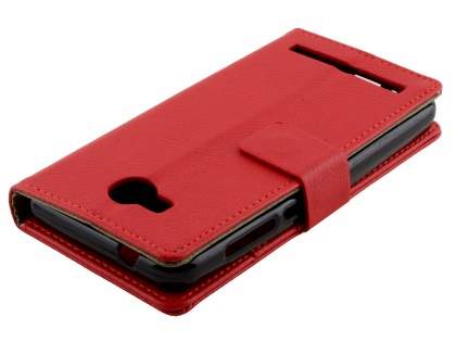Slim Synthetic Leather Wallet Case with Stand for Huawei Y3II - Red