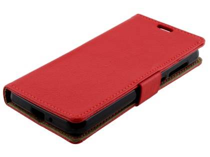 Slim Synthetic Leather Wallet Case with Stand for Huawei Y3II - Red