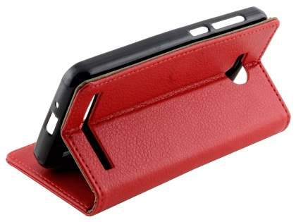 Slim Synthetic Leather Wallet Case with Stand for Huawei Y3II - Red