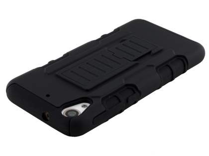 Rugged Case with Holster Belt Clip for HTC Desire 626/628 - Classic Black