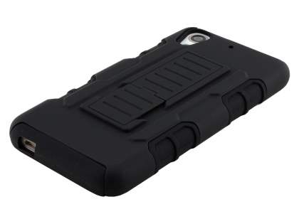 Rugged Case with Holster Belt Clip for HTC Desire 626/628 - Classic Black
