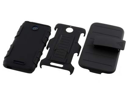Rugged Case with Holster Belt Clip for HTC Desire 510 - Classic Black