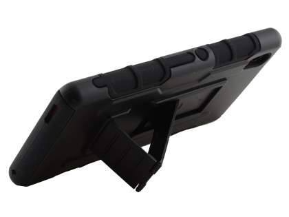 Rugged Case with Holster Belt Clip for Sony Xperia M4 Aqua - Classic Black