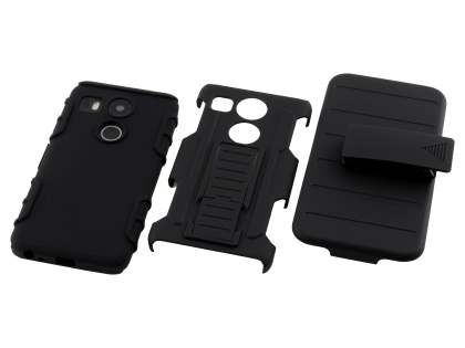 Rugged Case with Holster Belt Clip for LG Nexus 5X - Classic Black
