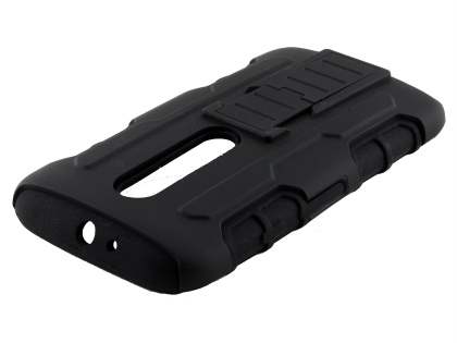 Rugged Case with Holster Belt Clip for Motorola Moto G 3rd Gen - Classic Black