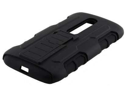 Rugged Case with Holster Belt Clip for Motorola Moto G 3rd Gen - Classic Black