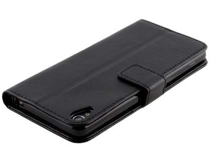 Slim Synthetic Leather Wallet Case with Stand for Sony Xperia XA - Classic Black