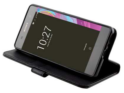 Slim Synthetic Leather Wallet Case with Stand for Sony Xperia XA - Classic Black