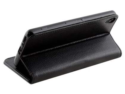 Slim Synthetic Leather Wallet Case with Stand for Sony Xperia XA - Classic Black