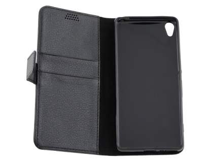 Slim Synthetic Leather Wallet Case with Stand for Sony Xperia XA - Classic Black