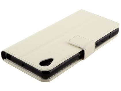 Slim Synthetic Leather Wallet Case with Stand for Sony Xperia X Performance - Pearl White