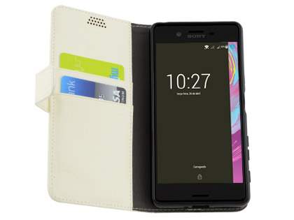 Slim Synthetic Leather Wallet Case with Stand for Sony Xperia X Performance - Pearl White
