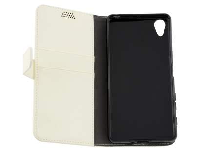 Slim Synthetic Leather Wallet Case with Stand for Sony Xperia X Performance - Pearl White