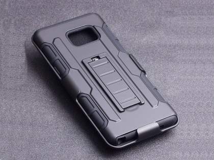 Rugged Case with Holster Belt Clip for Samsung Galaxy Note FE - Classic Black