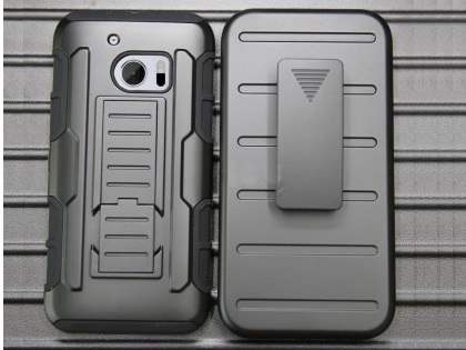 Rugged Case with Holster Belt Clip for HTC 10 - Classic Black Impact Case