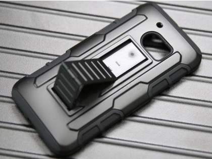 Rugged Case with Holster Belt Clip for HTC 10 - Classic Black
