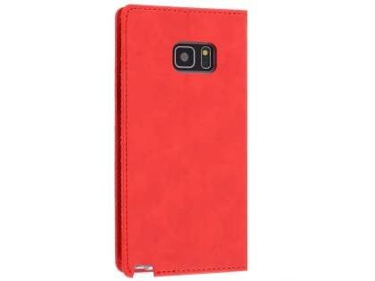 Mercury Goospery Blue Moon Wallet Case for Samsung Galaxy Note FE - Red Leather Wallet Case