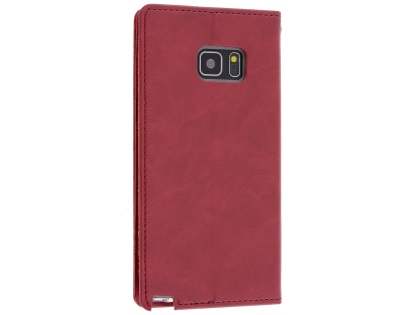 Mercury Goospery Blue Moon Wallet Case for Samsung Galaxy Note FE - Burgundy Leather Wallet Case