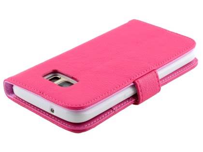 Synthetic Leather Wallet Case with Stand for Samsung Galaxy S7 - Hot Pink