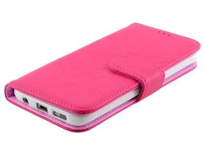 Synthetic Leather Wallet Case with Stand for Samsung Galaxy S7 - Hot Pink