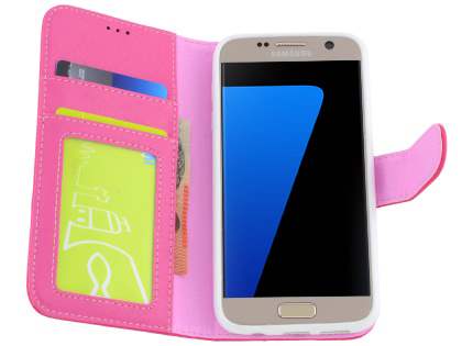 Synthetic Leather Wallet Case with Stand for Samsung Galaxy S7 - Hot Pink