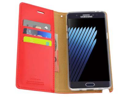 Mercury Goospery Blue Moon Wallet Case for Samsung Galaxy Note FE - Red