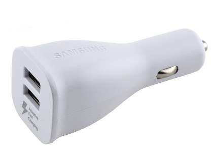 Samsung Adaptive 2A Fast Charging USB-A Dual-Port Car Charger - White