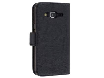 Samsung Galaxy J3 (2016) Synthetic Leather Wallet Case with Stand - Classic Black Samsung Galaxy J3 (2016) Synthetic Leather Wallet Case with Stand - Classic Black