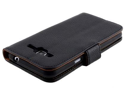 Samsung Galaxy J3 (2016) Synthetic Leather Wallet Case with Stand - Classic Black