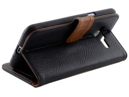 Samsung Galaxy J3 (2016) Synthetic Leather Wallet Case with Stand - Classic Black